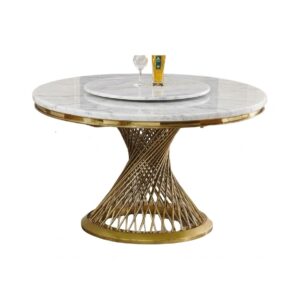 Dupont Carrara Marble Gold Dining Table