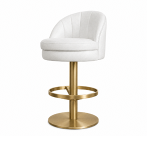 Avalon White Leather Brass Counter Stool