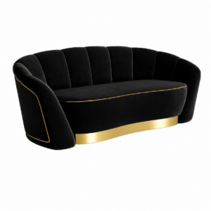 Mozart Light Blue Velvet Gold Sofa 205cm
