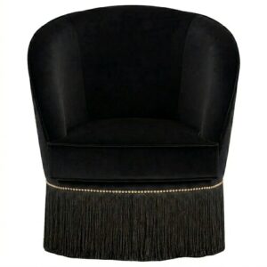 Panomo Black Velvet Brass Swivel Chair