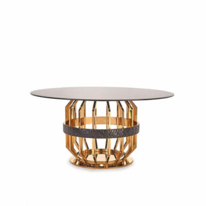Manolo Smoked Glass Gold Dining Table
