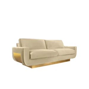 Salvatore Beige Velvet Brass Sofa 245cm