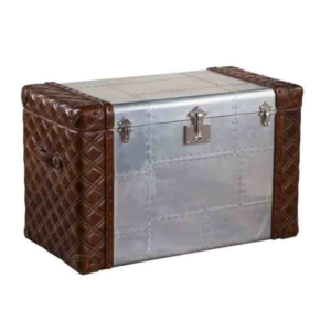 Vintage trunk with leather and metal design