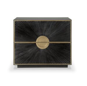 Black and gold modern bedside table with design