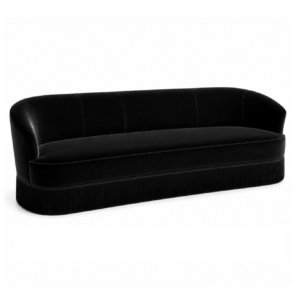 Zampatti Black Velvet Fringe Sofa