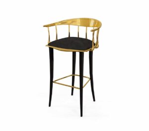 Fortuna Black Velvet Brass Counter Stool