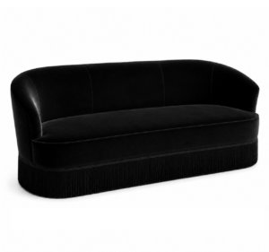 Zampatti Black Velvet Fringe Sofa