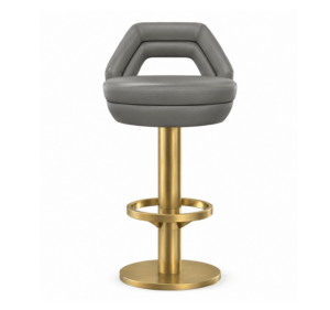 Russell Grey Leather Brass Counter Stool