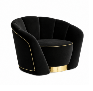 Mozart Black Velvet Gold Armchair