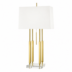Herman Brass Table Lamp with White Shade