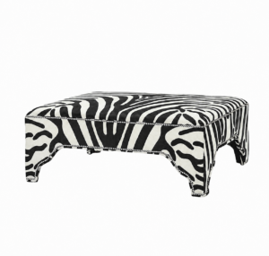 Morocco Zebra Cowhide Nickel Ottoman