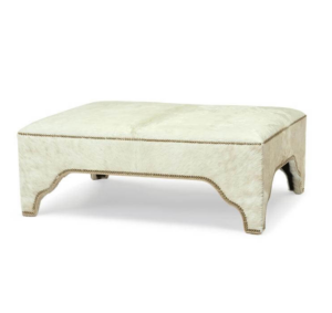 Morocco Cream Cowhide Studded Square Ottoman