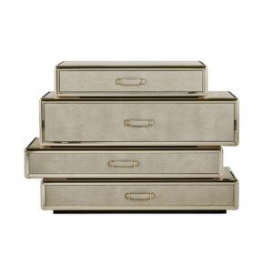 Flightcase Cream Crocodile Leather Brass Dressing Cabinet