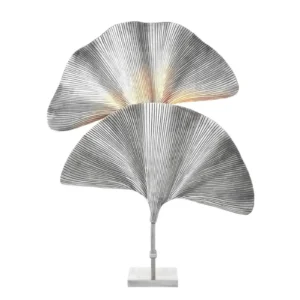 Decorative double-leaf metal table lamp