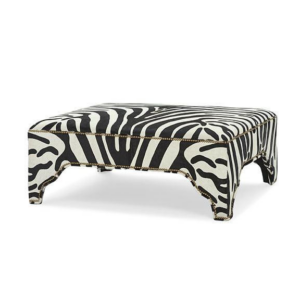 Morocco Zebra linen Studded Square Ottoman