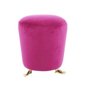 Pink velvet stool with gold feet design.