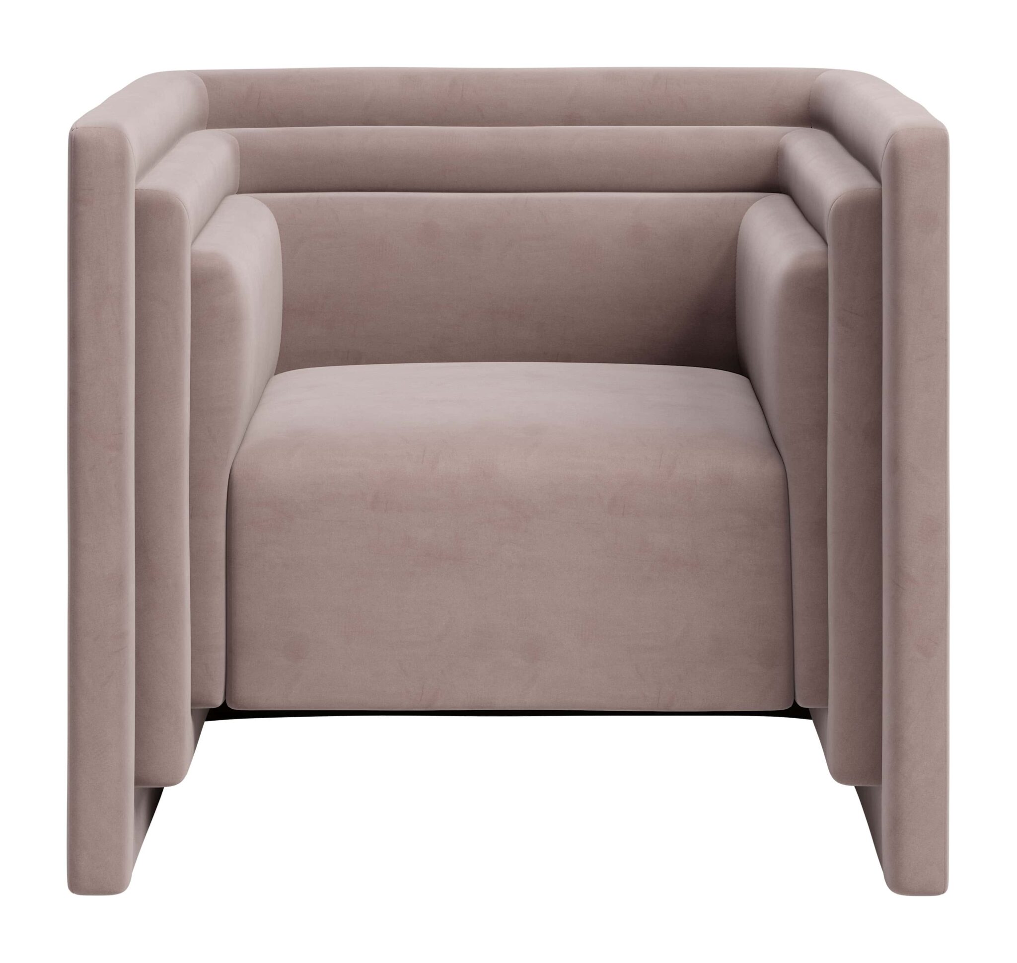 Modern blush armchair with layered design