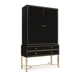 Aficionado Black Ash Brass Bar Cabinet