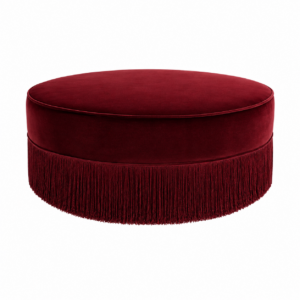 Seville Rouge Velvet Fringe Ottoman