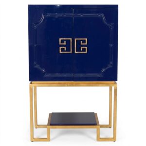 Regal Navy Gold Leaf Bar Cabinet