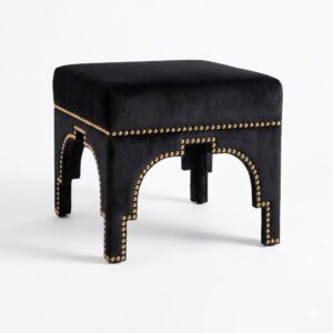 Morocco Black Velvet Brass Stool