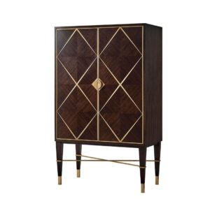 Carlisle Walnut Brass Bar Cabinet