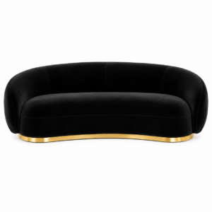 Calidor Black Velvet Brass Sofa