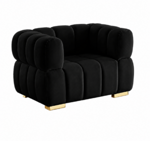 Nouveau Black Velvet Gold Sofa