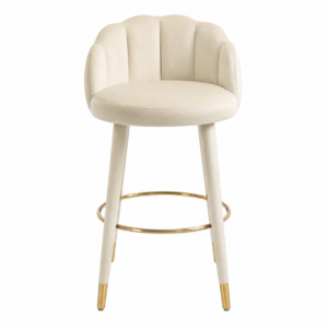 Scallop Cream Velvet Brass Counter Stool