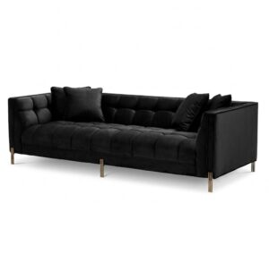 Savona Black Velvet Brass Sofa