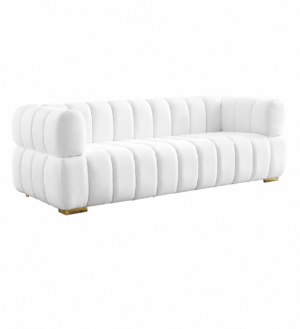 Nouveau White Velvet Gold Sofa