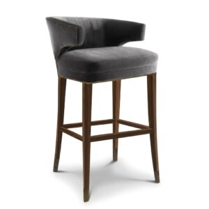 Iberia Dark Grey Velvet Counter Stool
