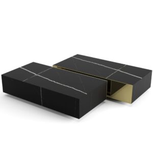 Marquee Nero Black Marble Brass Coffee Table