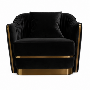 Roche Black Velvet Brass Sofa