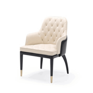 Charla Cream Leather Brass Dining Chair