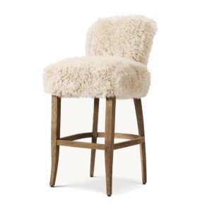 Serene Beige Sheepskin Oak Counter Stool