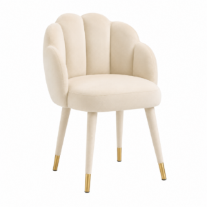 Scallop Cream Velvet Brass Dining Chair
