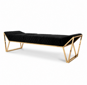 Prism Black Velvet Brass Bench
