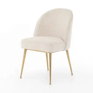 Rizolli Cream Boucle Brass Dining Chair