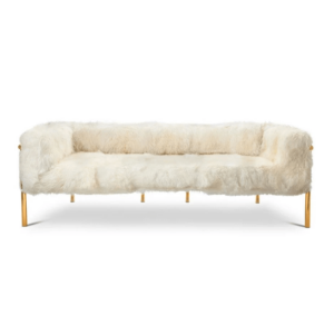 Scarlett White Sheepskin Gold Sofa 224cm