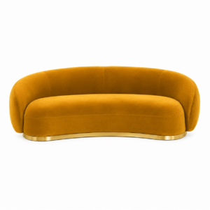 Calidor Mustard Velvet Brass Sofa