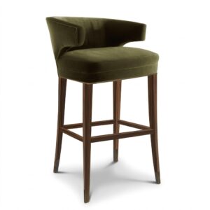 Iberia Deep Green Velvet Oak Counter Stool