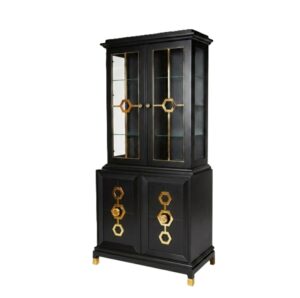 Turner Black Ash Brass Etagere Cabinet