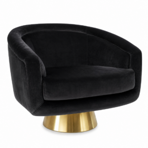 Talitha Black Velvet Brass Armchair
