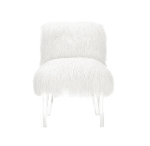 Hollywood White Mongolian Fur Lucite Chair
