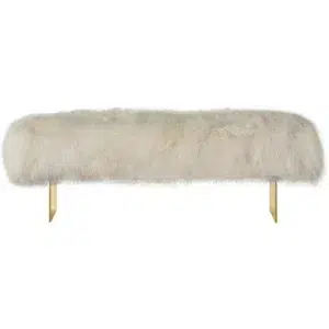 Serene Ivory Sheepskin Gold Bench