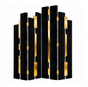 Empire Black Velvet Brass Dressing Screen
