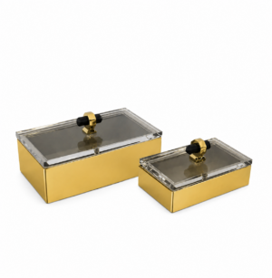 Martinique Brass Marble Storage Box Set