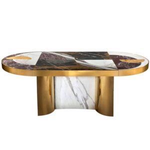 Piccard Rosso Levante Marble Brass Dining Table 250cm