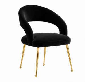 Monroe Black Velvet Brass Dining Chair